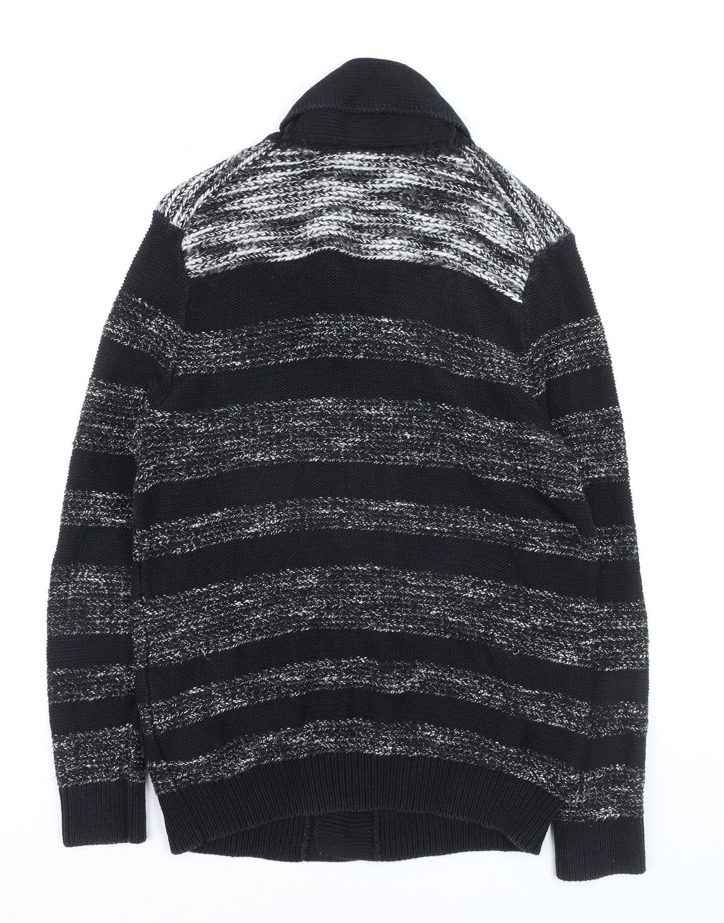 Calvin Klein Jeans Men's Black Striped Shawl Collar Cardigan M