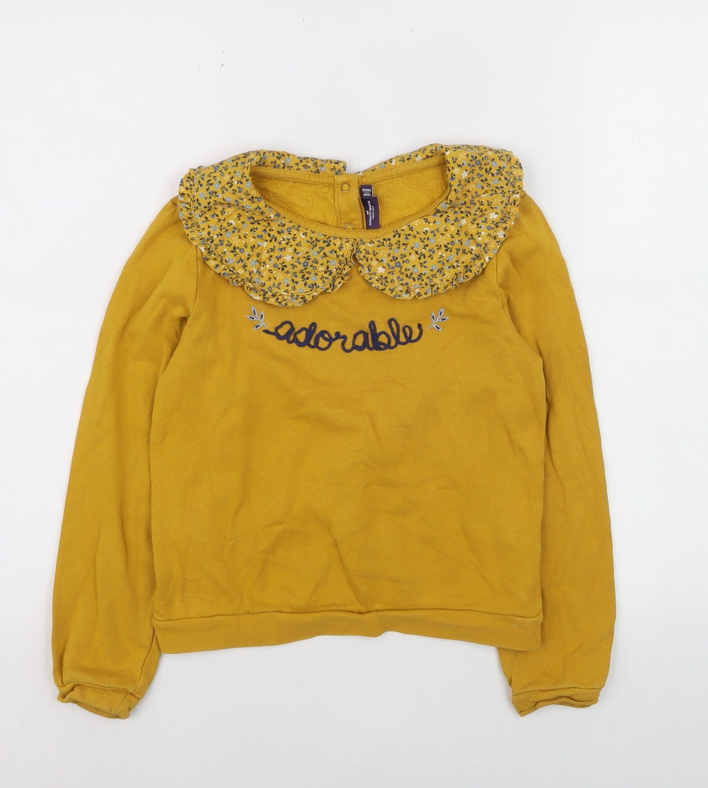 Sergent Major Girls Yellow Floral Collar Long Sleeve Top Size 7 Years