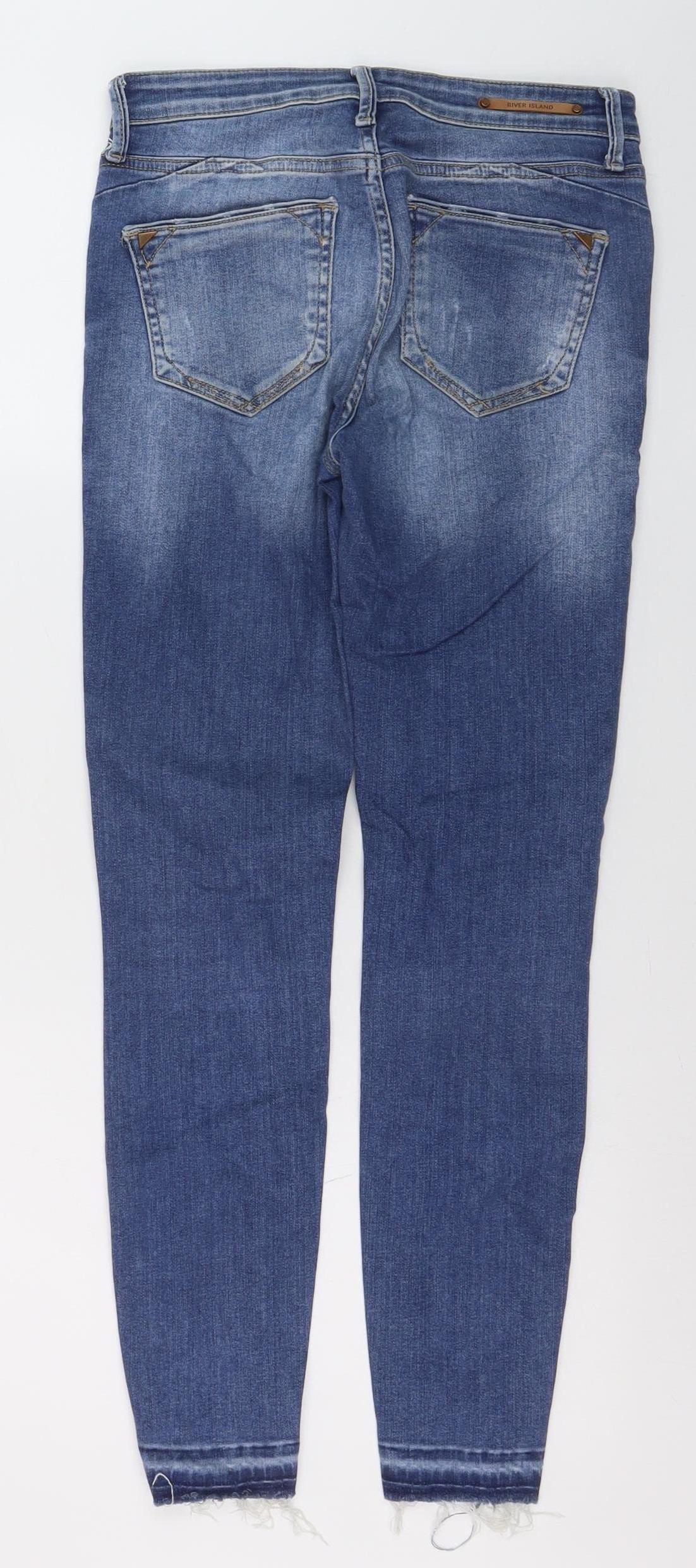 River Island Women’s Blue Distressed Skinny Jeans Size 7 Slim