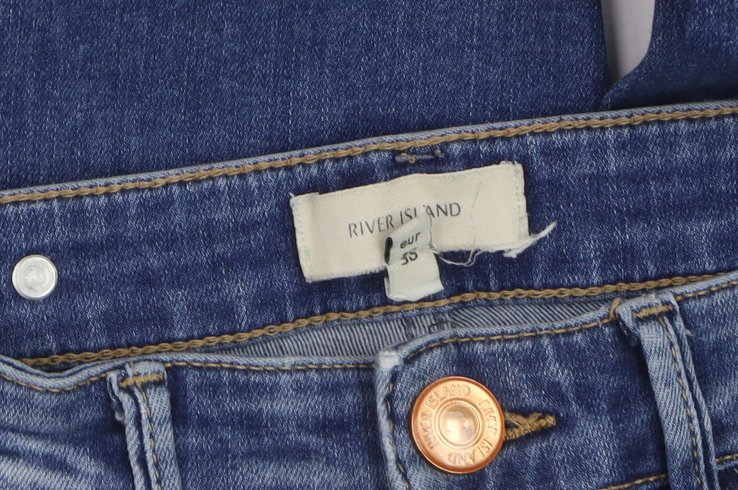 River Island Women’s Blue Distressed Skinny Jeans Size 7 Slim