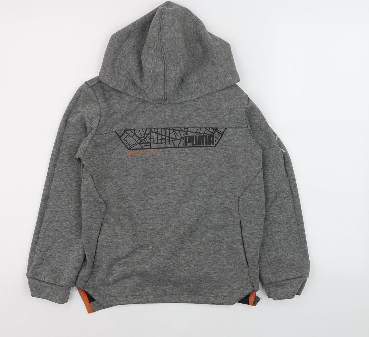 Puma Boys Grey Hoodie 9-10 Years Pullover Hooded Sweatshirt