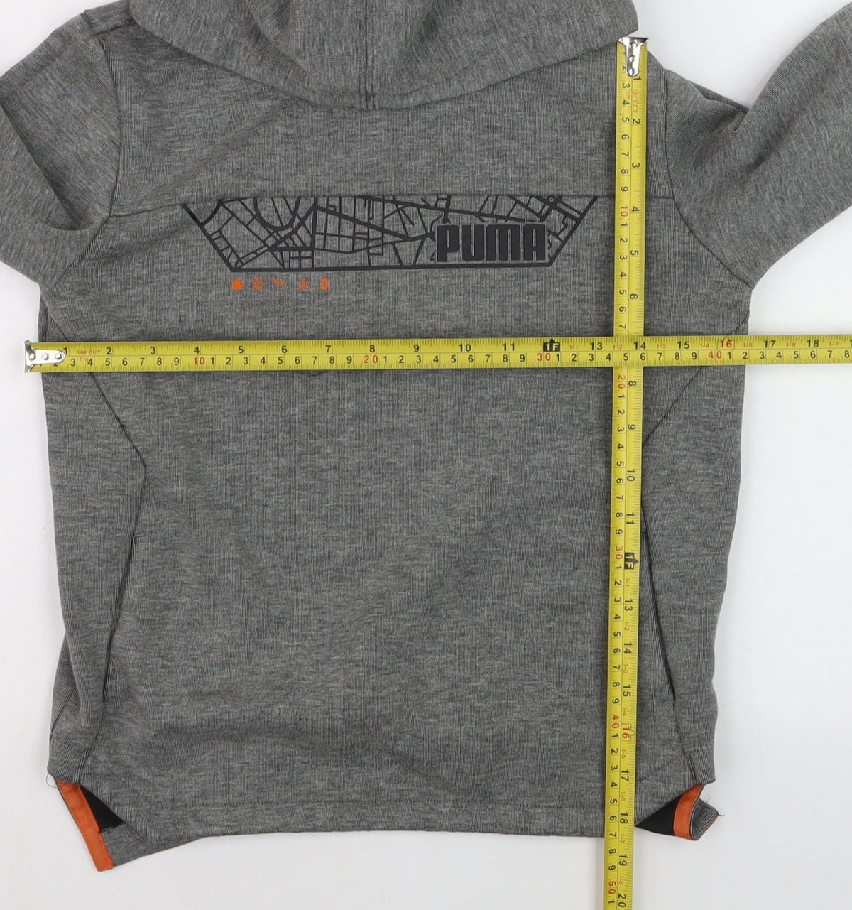 Puma Boys Grey Hoodie 9-10 Years Pullover Hooded Sweatshirt