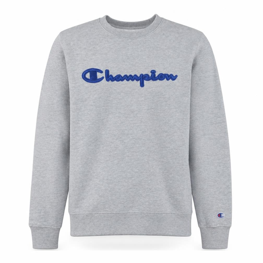 Champion Men's Grey Crew Neck Embroidered Logo Sweatshirt M