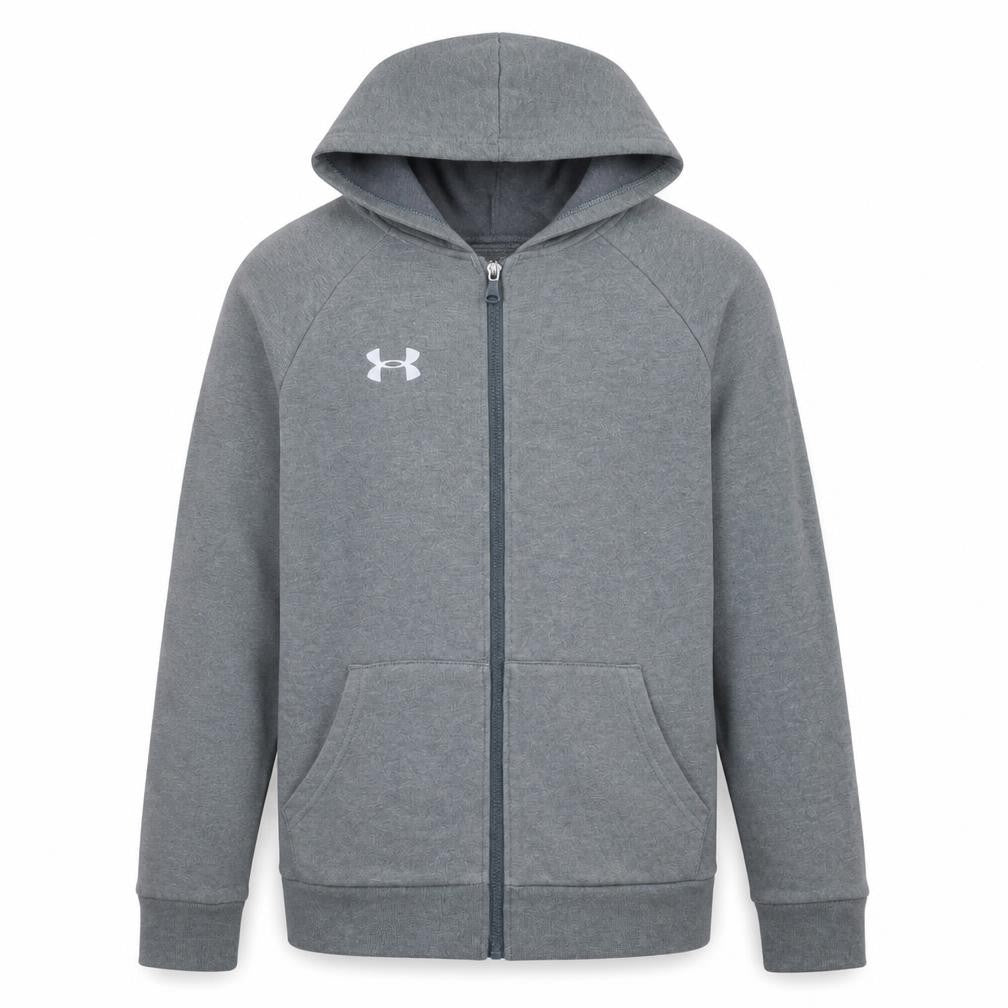 Under Armour Boys Grey Full Zip Hoodie Size 158 (13 Years) Cotton Blend