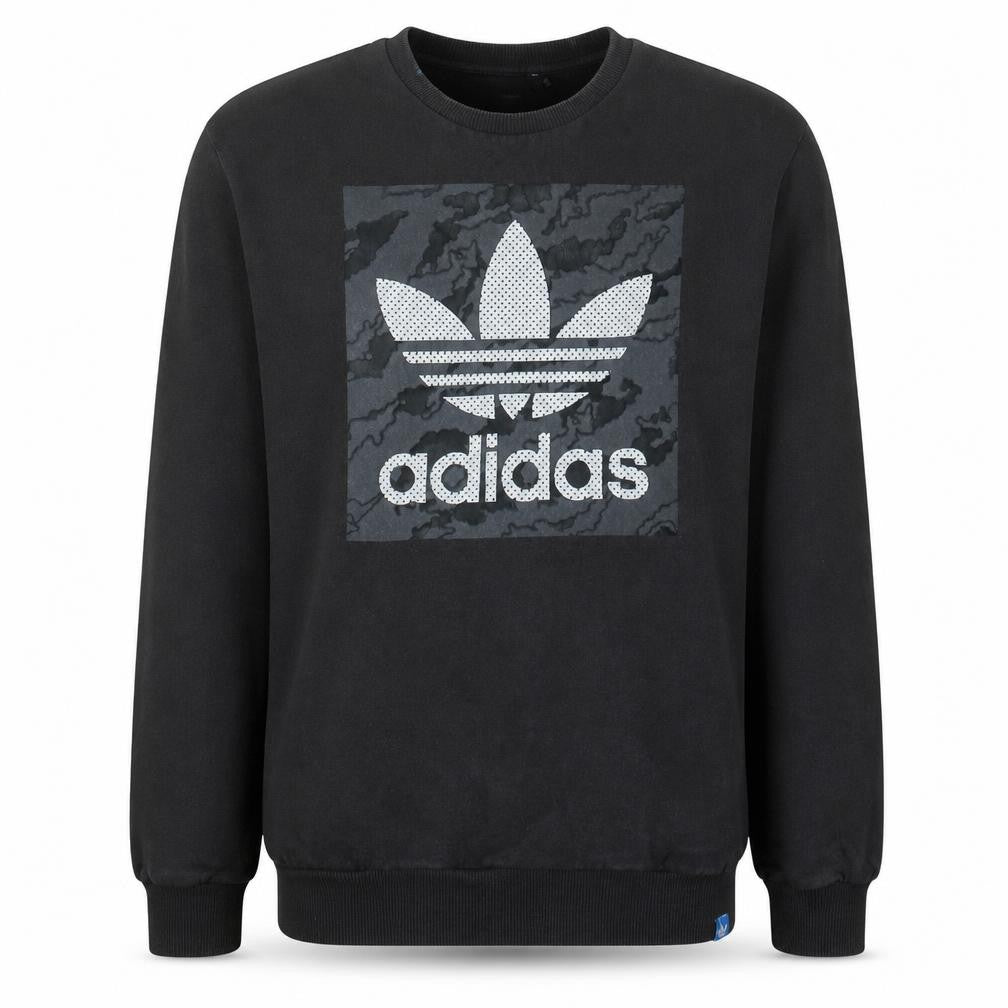 Adidas Men's Black Graphic Trefoil Logo Pullover Sweatshirt Size M