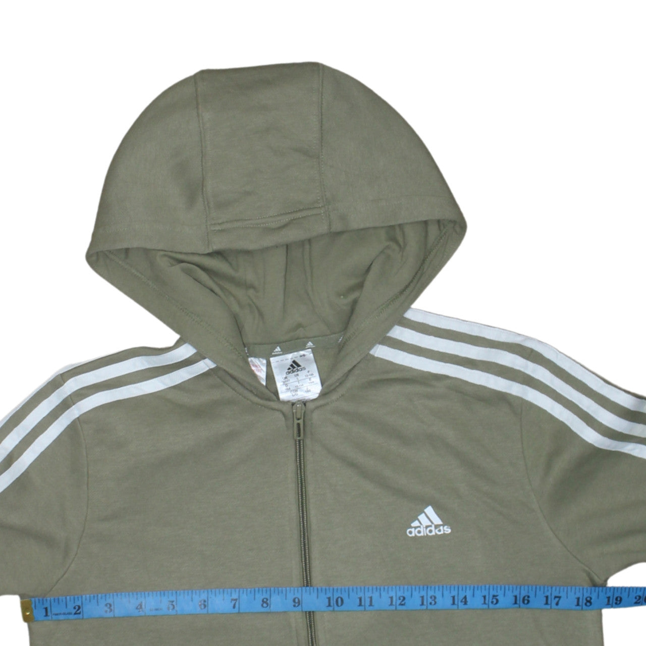 Adidas Boys Green Full Zip Hoodie 13-14 Years Regular Fit Sportswear