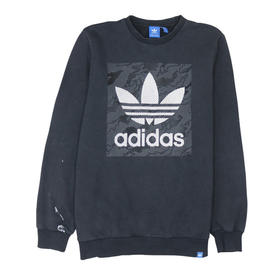 Adidas Men's Black Logo Crew Neck Fleece Sweatshirt Size L