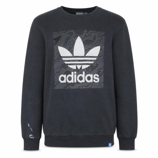Adidas Men's Black Logo Crew Neck Fleece Sweatshirt Size L