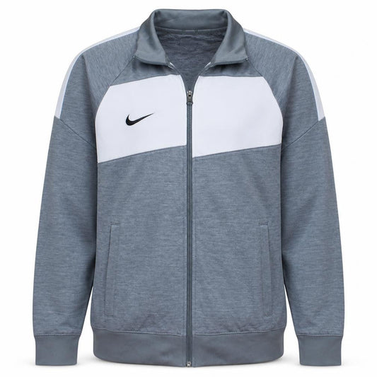 Nike Mens Grey Dri-Fit Track Jacket Size L Full Zip Athletic Outerwear