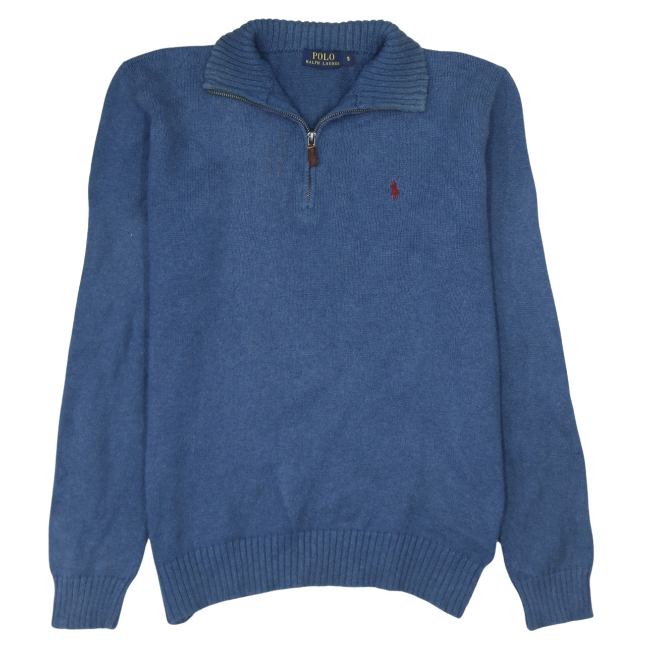 Ralph Lauren Men's Blue 1/2 Zip Cotton Knit Jumper Size S