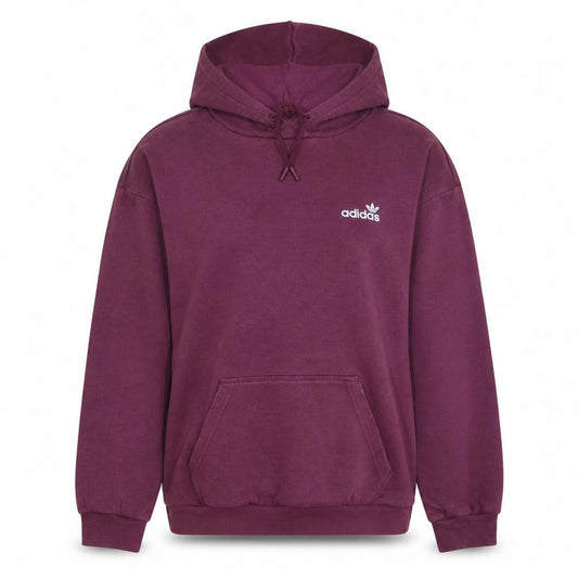 Adidas Womens Burgundy Pullover Hoodie Size 12 Logo Print Cotton Blend