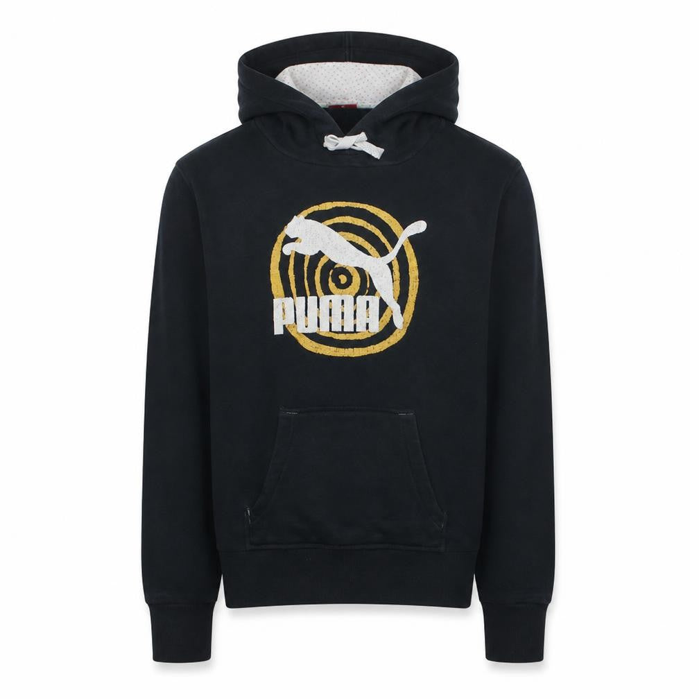 Puma Boys Black Pullover Hoodie 16 Years Logo Graphic Cotton Sweatshirt
