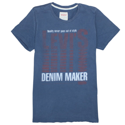 Levi's Boys Blue Graphic Logo T-Shirt Size 16 Years Cotton Crew Neck