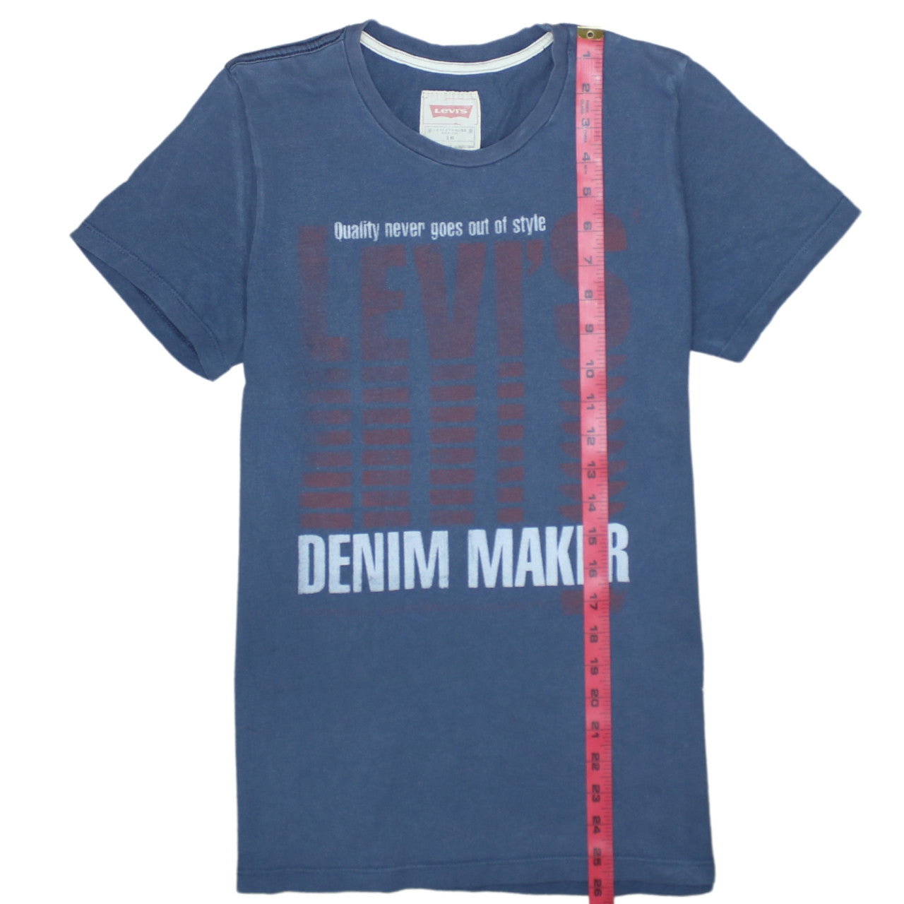 Levi's Boys Blue Graphic Logo T-Shirt Size 16 Years Cotton Crew Neck