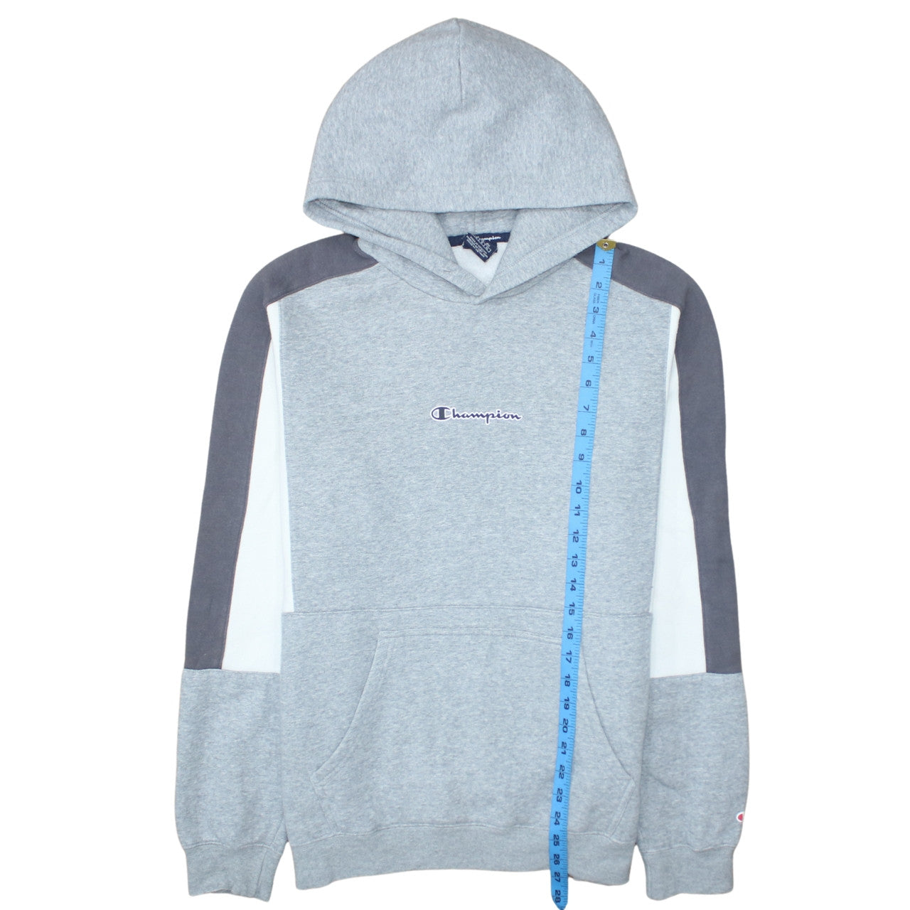 Champion Men’s Grey Pullover Hoodie Large Logo Fleece Sweatshirt