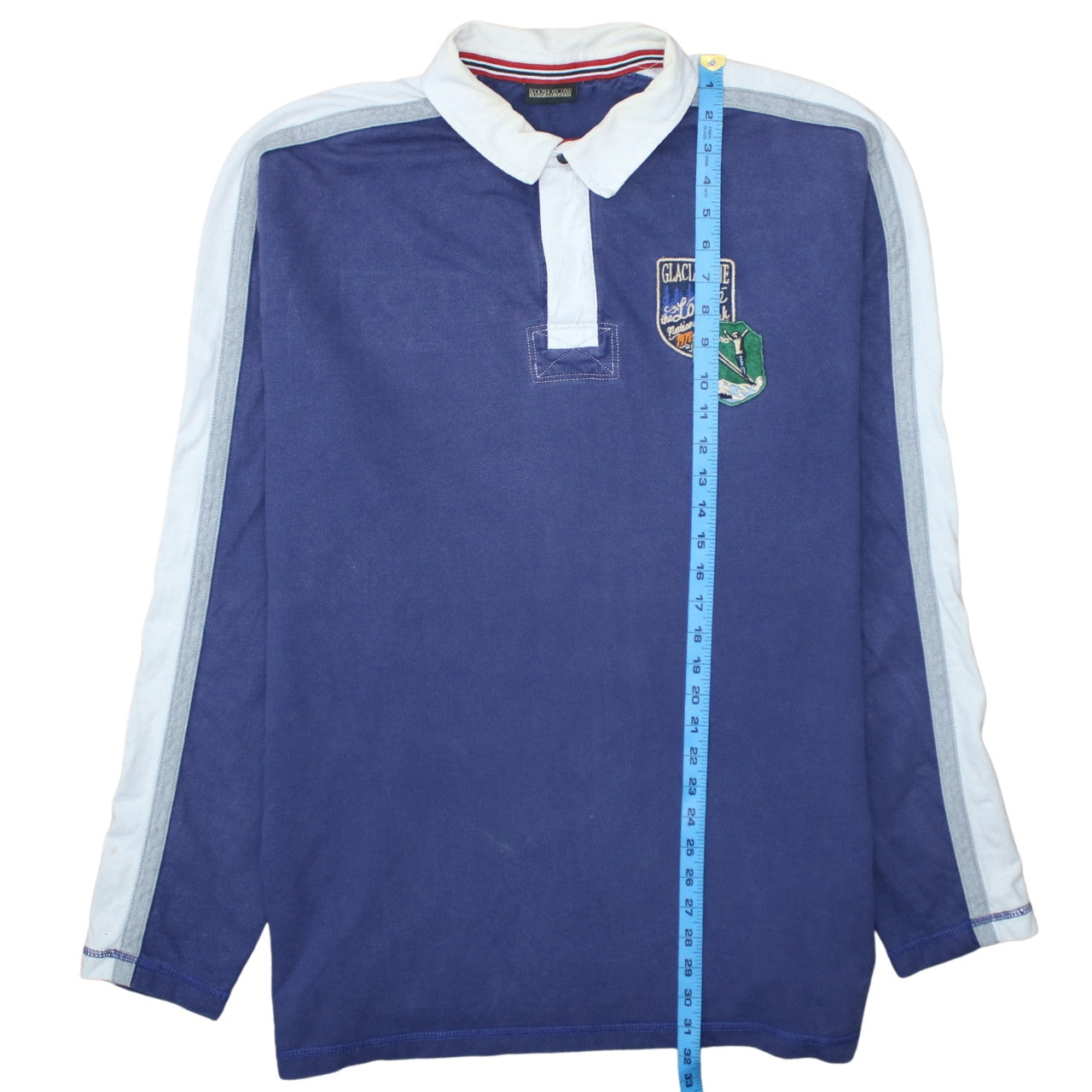 Napapijri Men's Blue 3XL Long Sleeve Cotton Polo Shirt