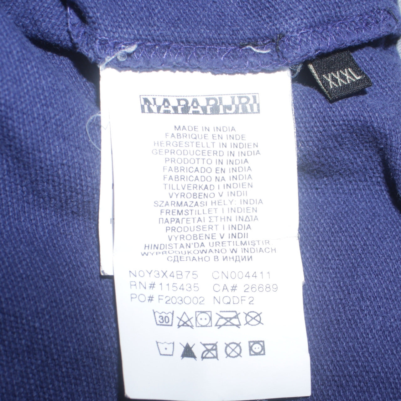 Napapijri Men's Blue 3XL Long Sleeve Cotton Polo Shirt