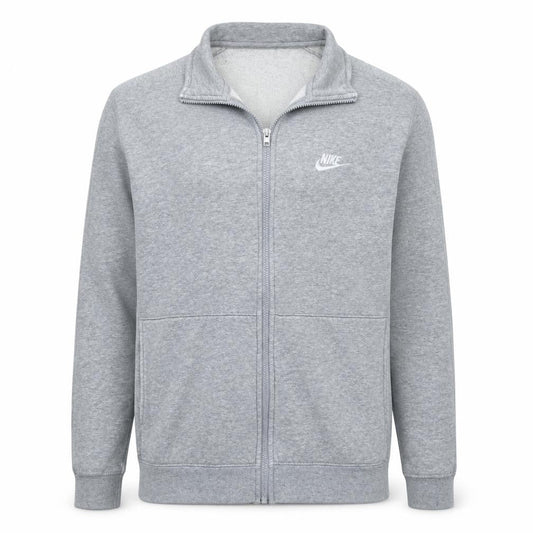 Nike Men's Grey Track Jacket Size L Full Zip Cotton Blend