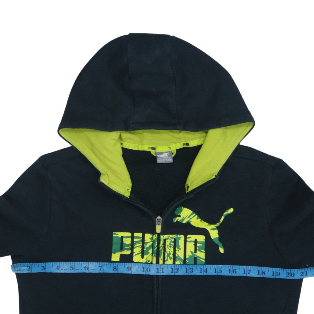 Puma Boys Black Full Zip Hoodie 15-16 Years Graphic Print Fleece