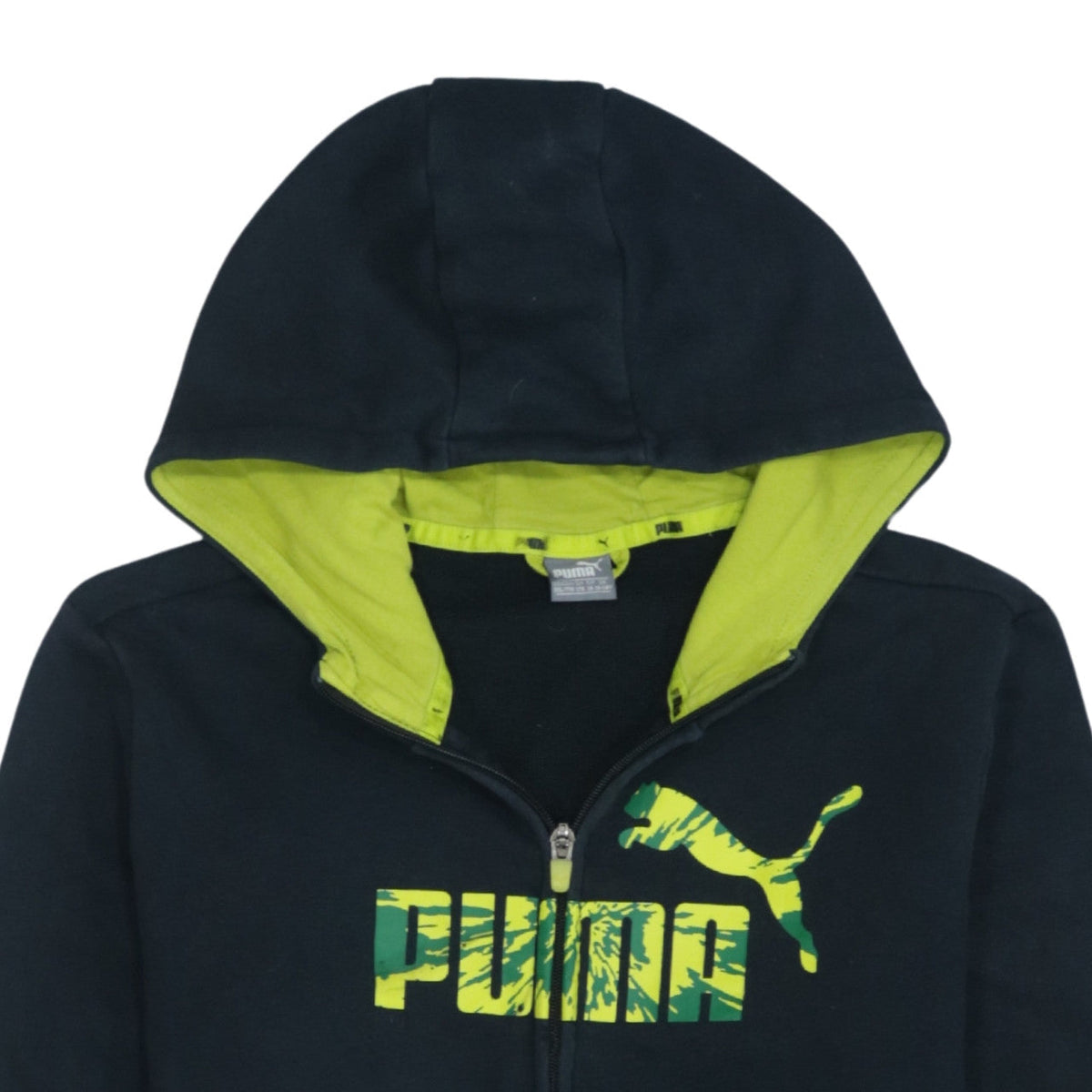 Puma Boys Black Full Zip Hoodie 15-16 Years Graphic Print Fleece
