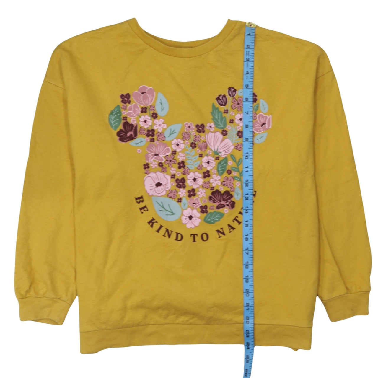 Disney Tu Women's Yellow Floral Minnie Sweatshirt Size 10 Cotton
