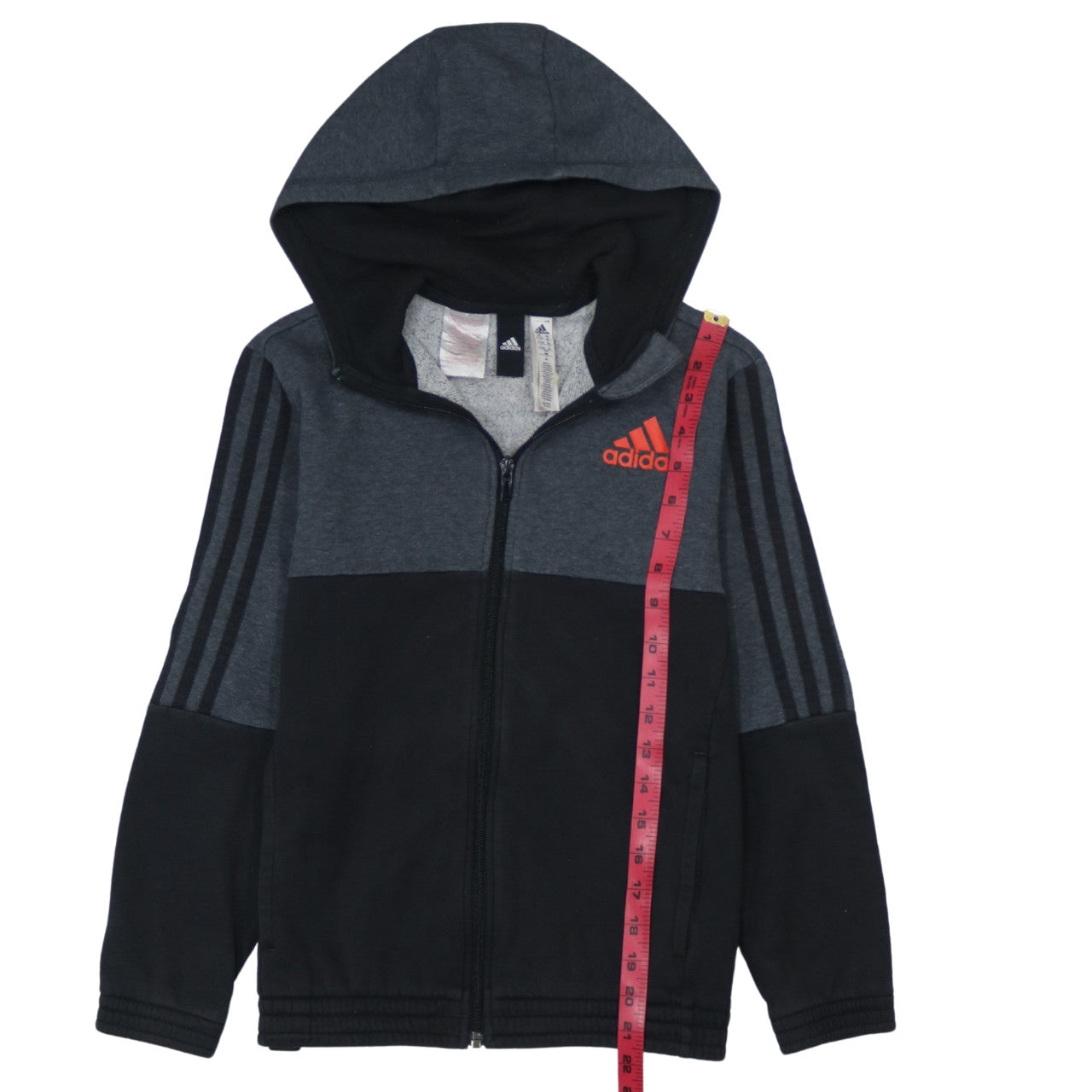 Adidas Boys Grey Full Zip Colourblock Hoodie 11-12 Years