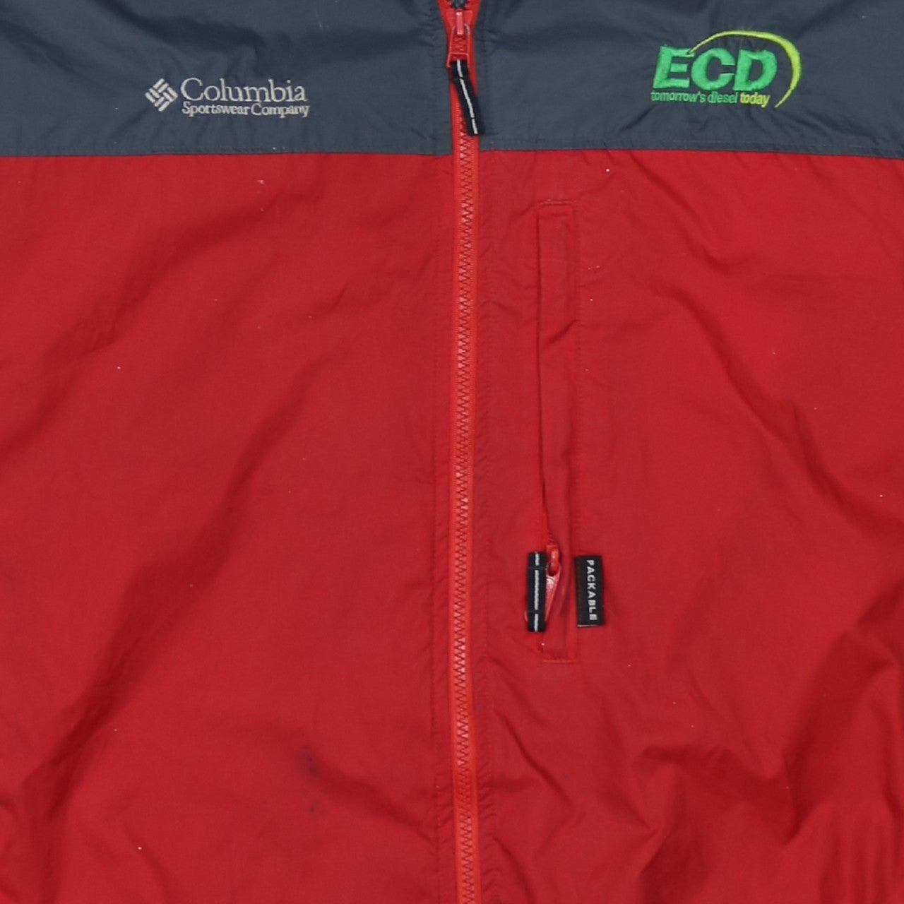 Columbia Men's Red Grey Hooded Windbreaker Jacket XL