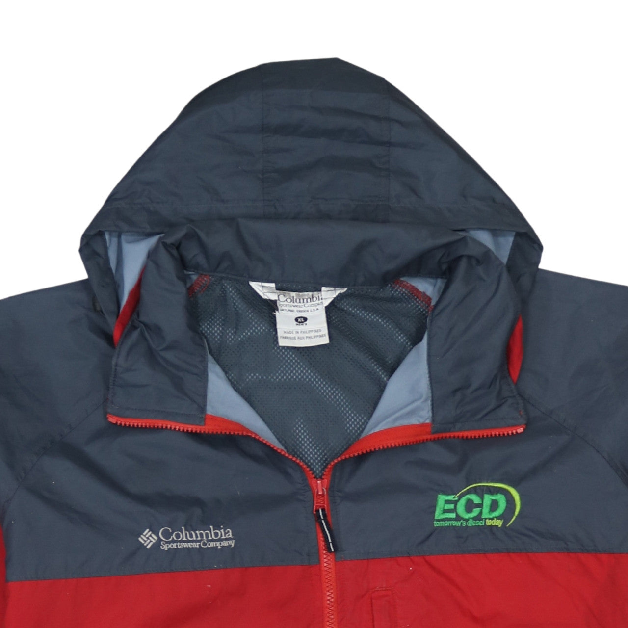 Columbia Men's Red Grey Hooded Windbreaker Jacket XL