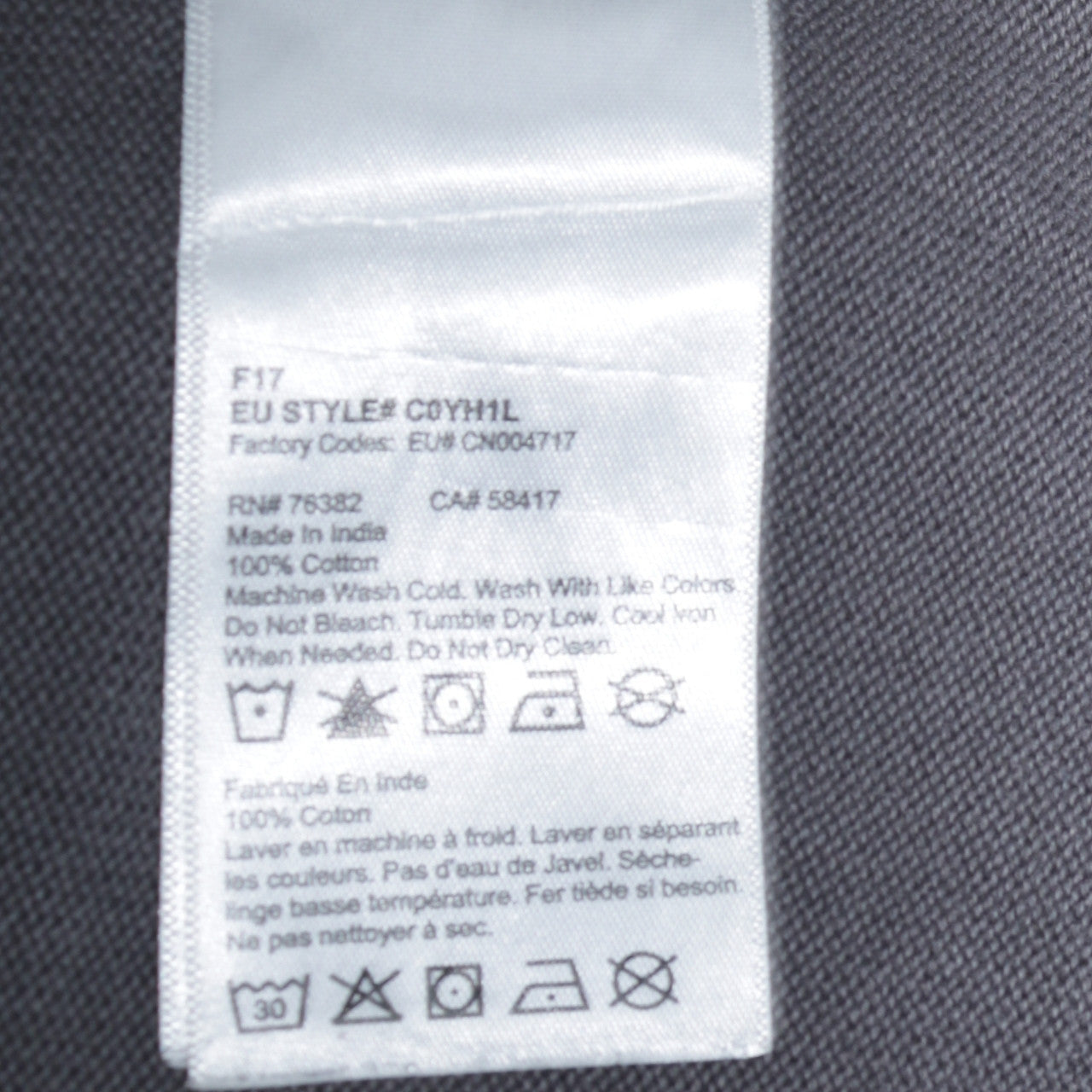 Timberland Men’s Grey 1/4 Zip Cotton Jumper Size S