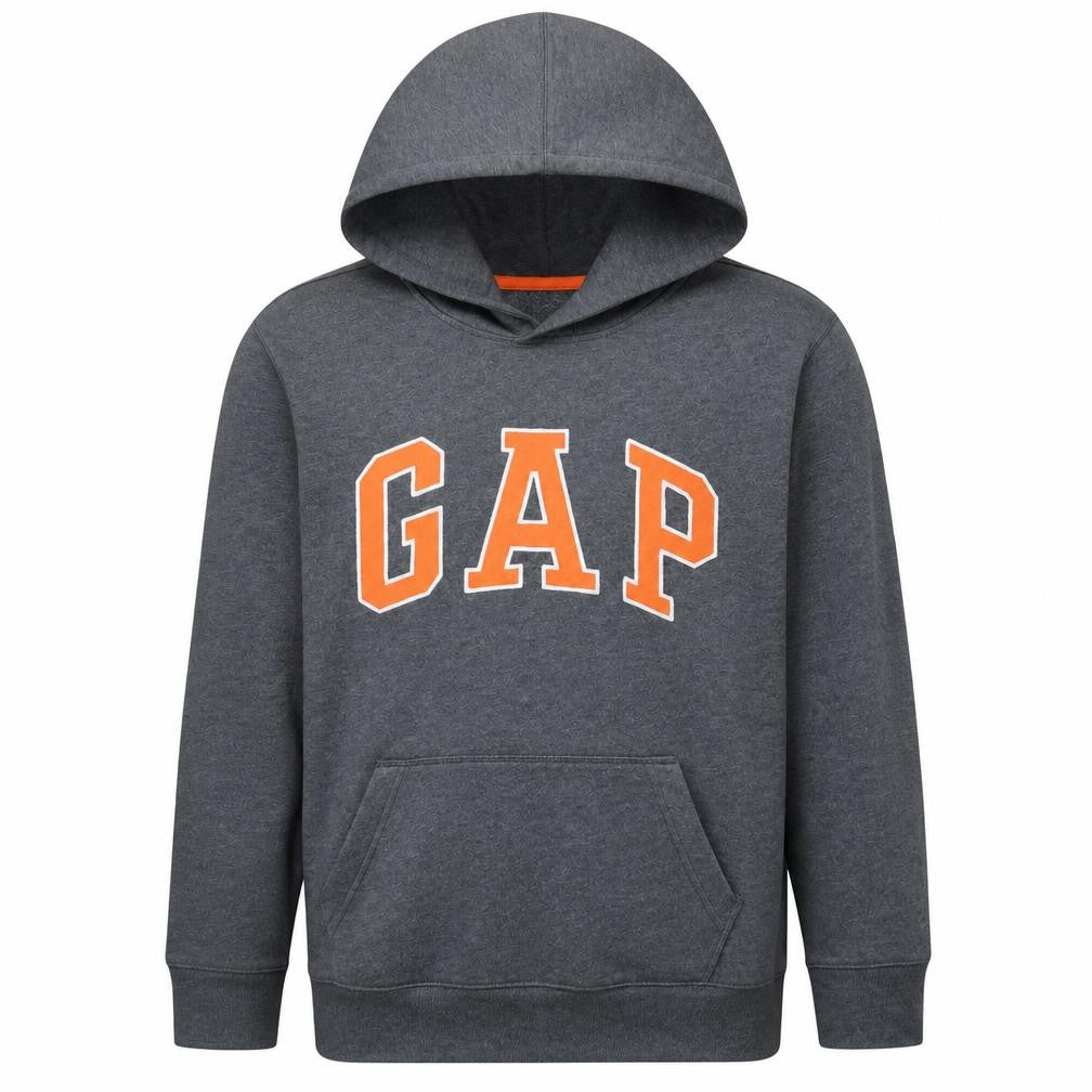 Gap Boys Grey XXL Pullover Hoodie Sweatshirt with Orange Logo