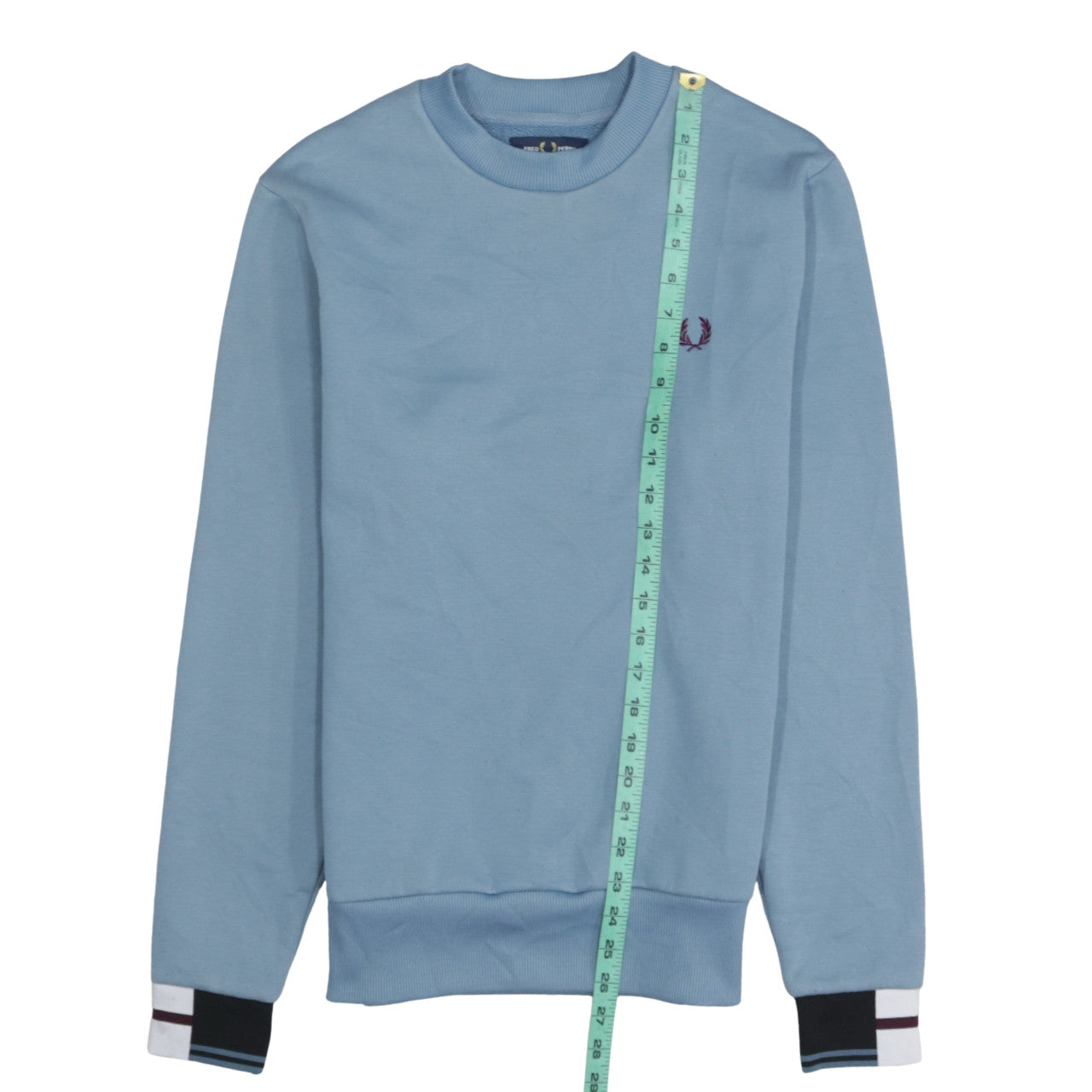 Fred Perry Men's Blue Crew Neck Sweatshirt Size S Classic Fleece
