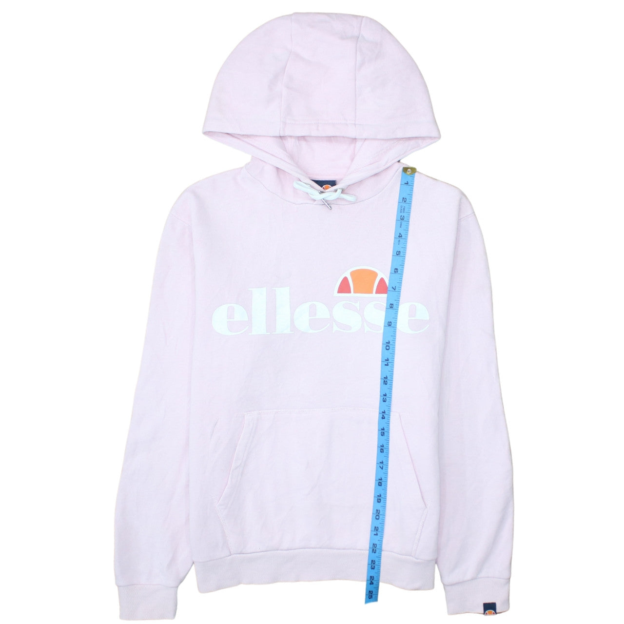 Ellesse Women Pink Pullover Hoodie UK 8 Cotton Blend Logo Print