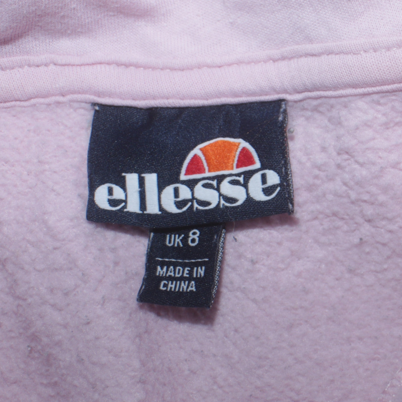 Ellesse Women Pink Pullover Hoodie UK 8 Cotton Blend Logo Print