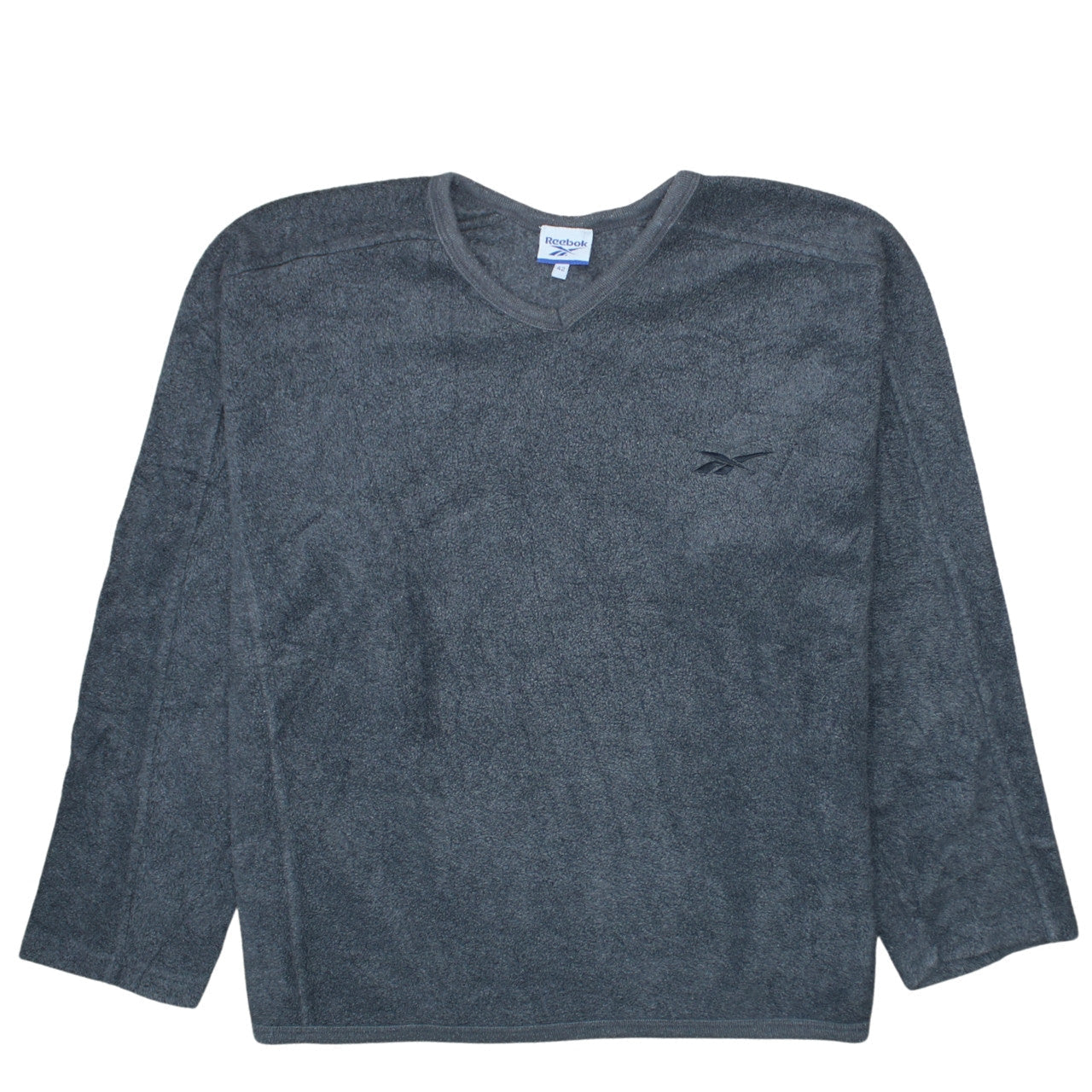 Reebok Women’s Grey Fleece V-Neck Pullover Sweatshirt Size 14