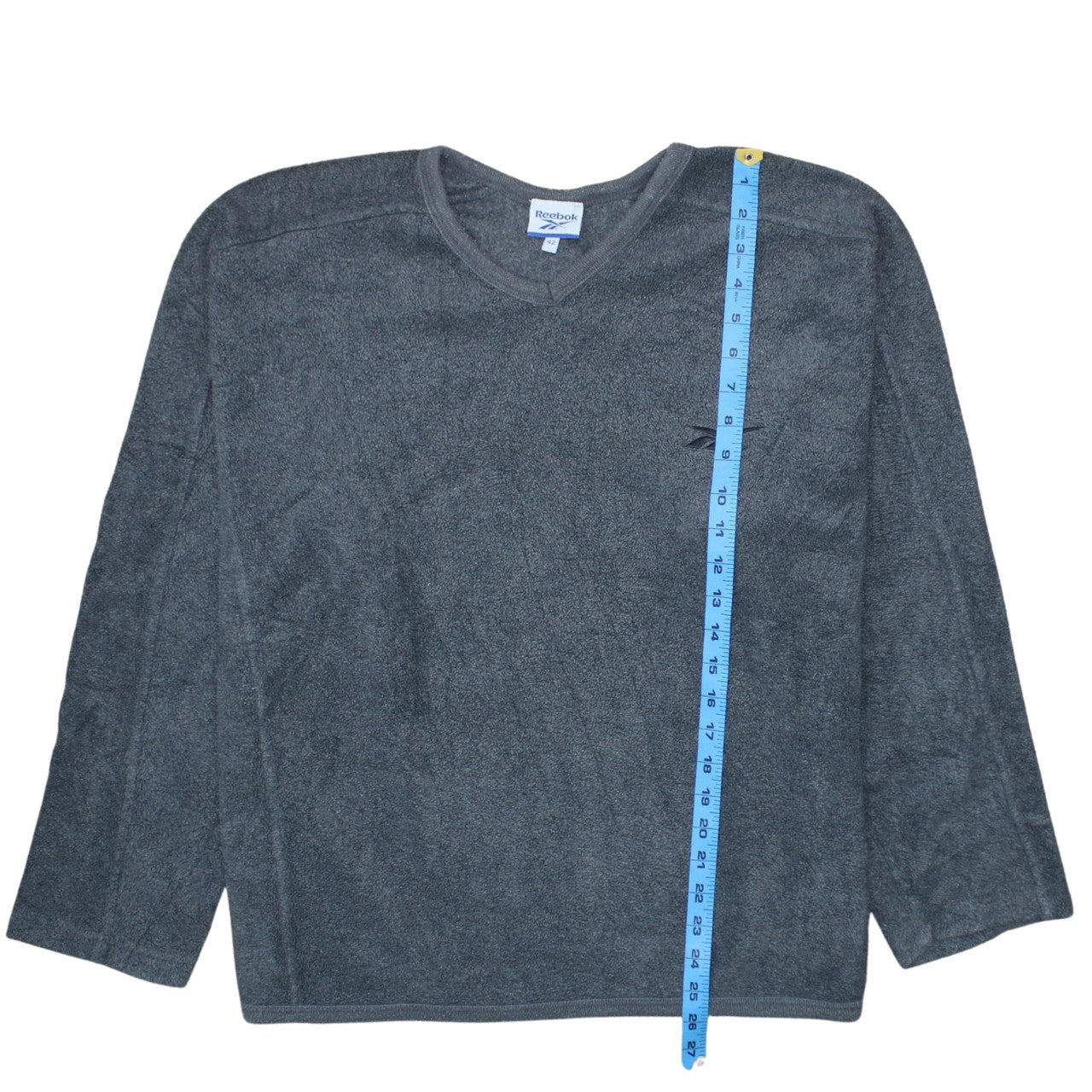 Reebok Women’s Grey Fleece V-Neck Pullover Sweatshirt Size 14