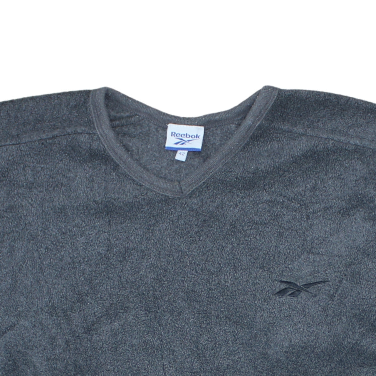 Reebok Women’s Grey Fleece V-Neck Pullover Sweatshirt Size 14