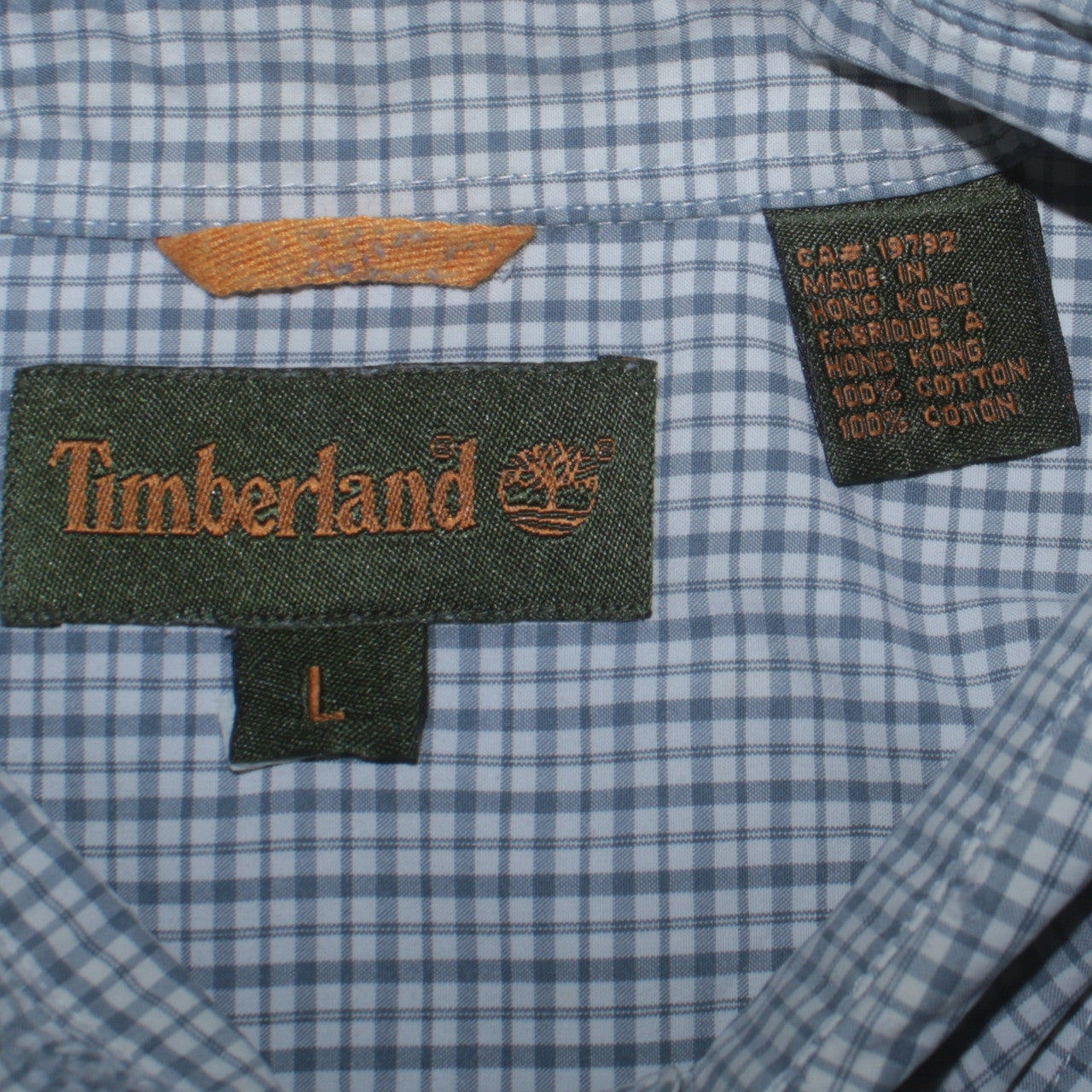 Timberland Men's Blue Check Long Sleeve Button-Down Casual Shirt L