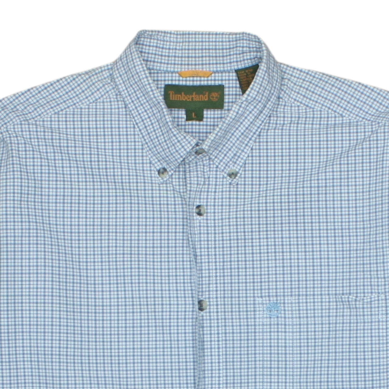 Timberland Men's Blue Check Long Sleeve Button-Down Casual Shirt L