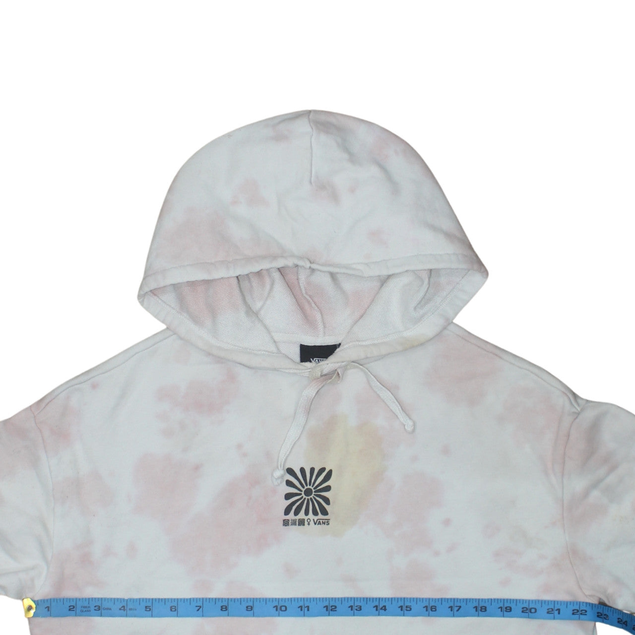 Vans Womens White Pink Tie Dye Hoodie Small Relaxed Fit Pullover
