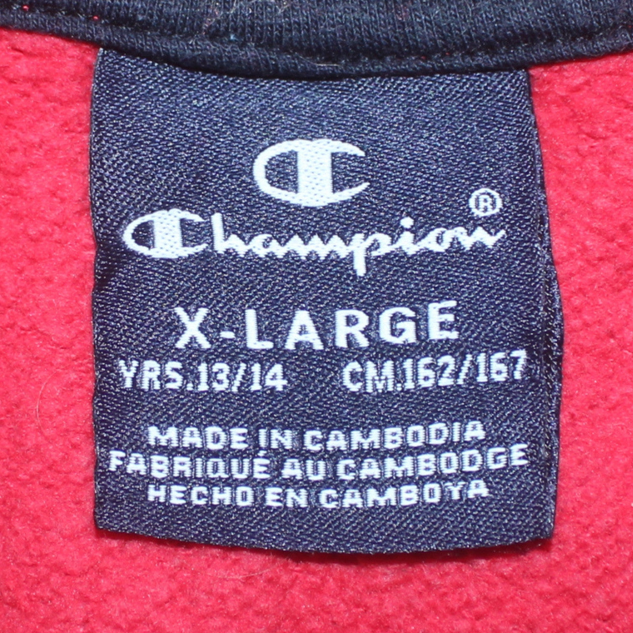 Champion Boys Red Pullover Hoodie XL 13-14 Years Cotton Blend Logo Print