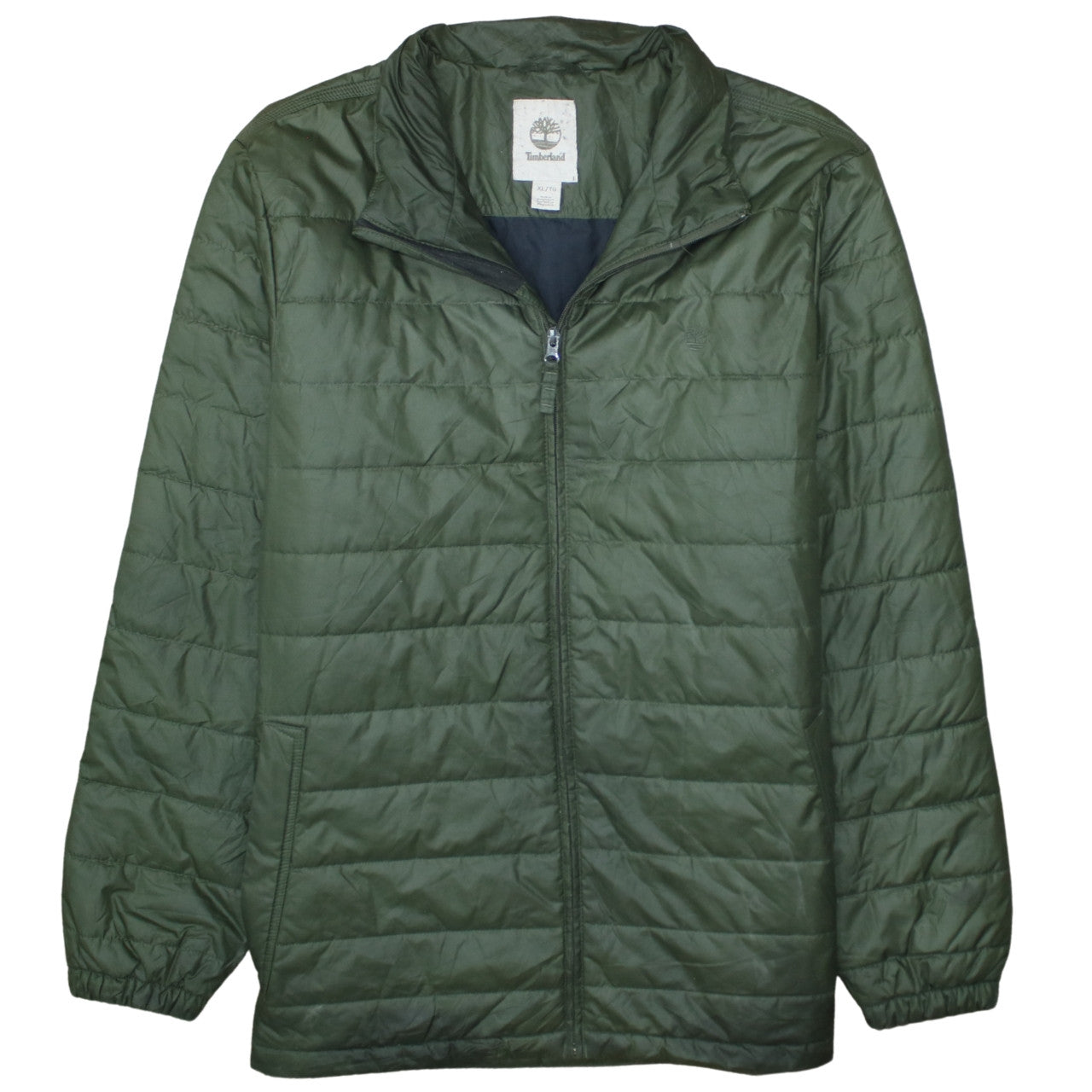 Timberland Men's Green XL Puffer Jacket Lightweight Nylon Quilted Coat
