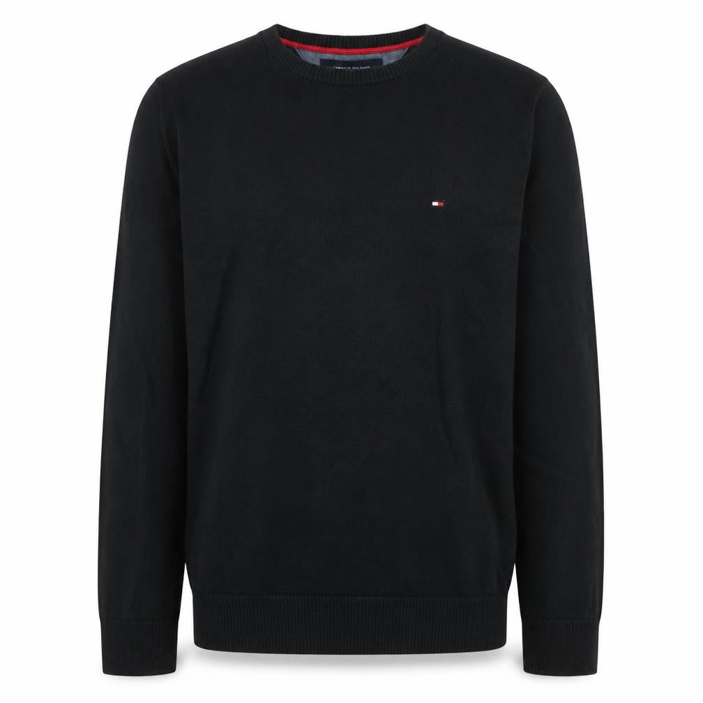 Tommy Hilfiger Men’s Black Cotton Crew Neck Pullover Jumper L