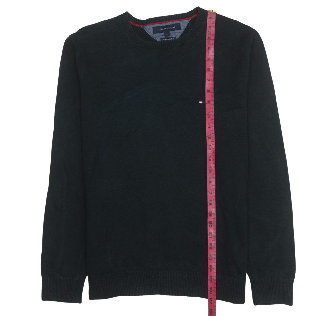Tommy Hilfiger Men’s Black Cotton Crew Neck Pullover Jumper L