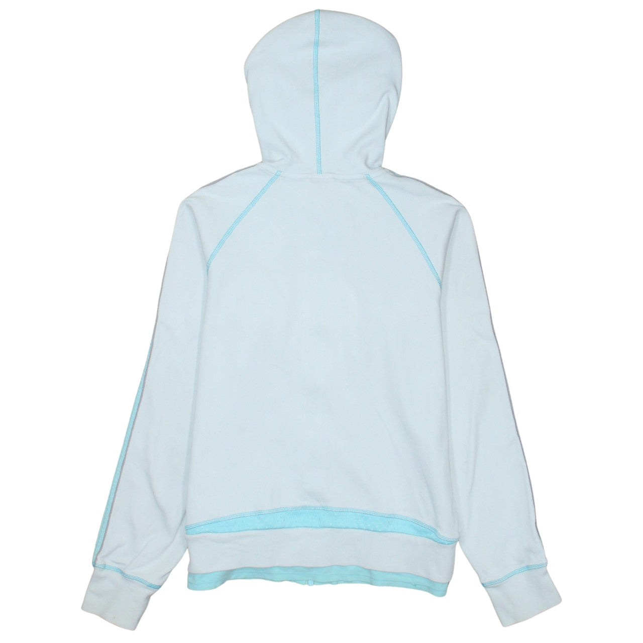 Adidas Women White Blue Full Zip Hoodie Size 16 Hooded Sweatshirt