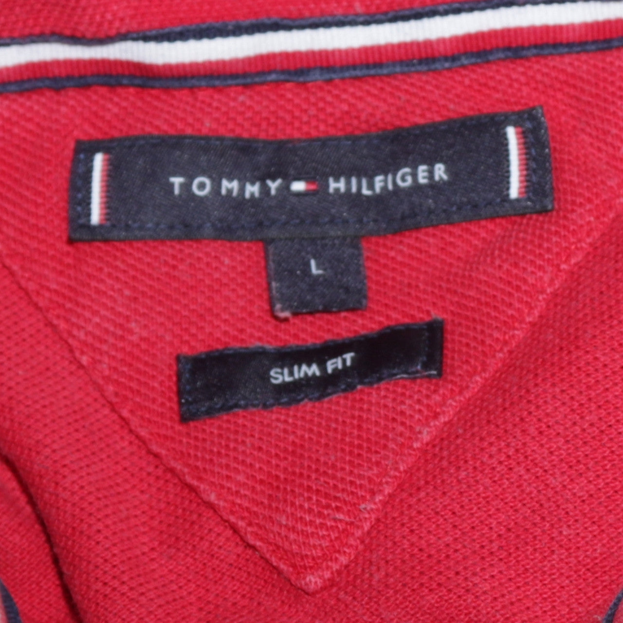 Tommy Hilfiger Men's Red Slim Fit Polo Shirt L Cotton Classic