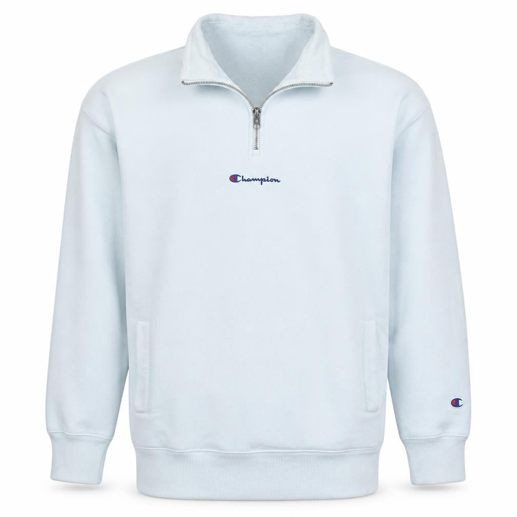 Champion Men's White 1/4 Zip Fleece Sweatshirt Medium