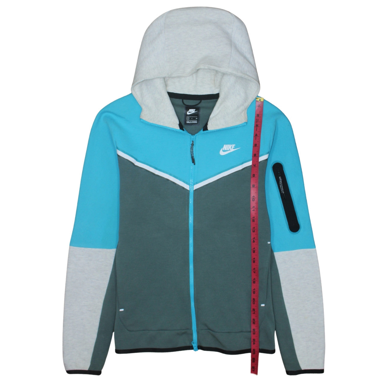 Nike Men's Blue Full Zip Hoodie S - Sportswear Cotton Blend