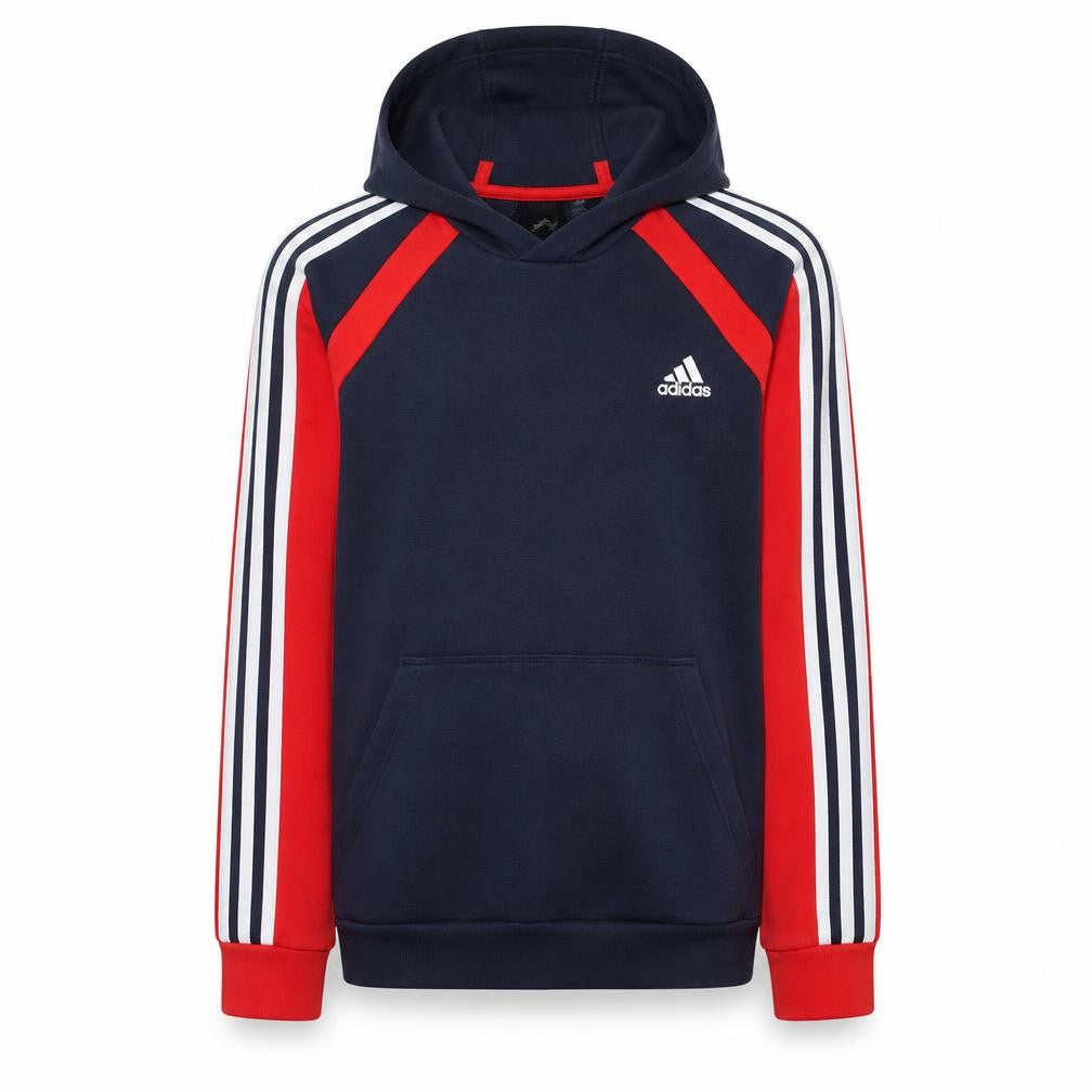 Adidas Boys Navy Red Pullover Hoodie Size 16 Years Cotton Blend