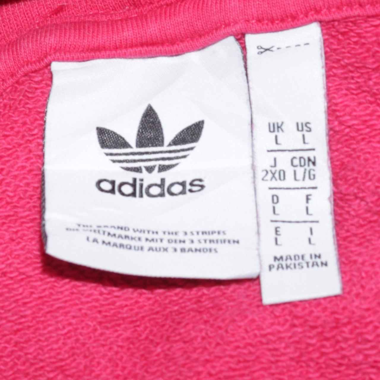 Adidas Womens Pink Pullover Hoodie L Cotton Casual Sweatshirt
