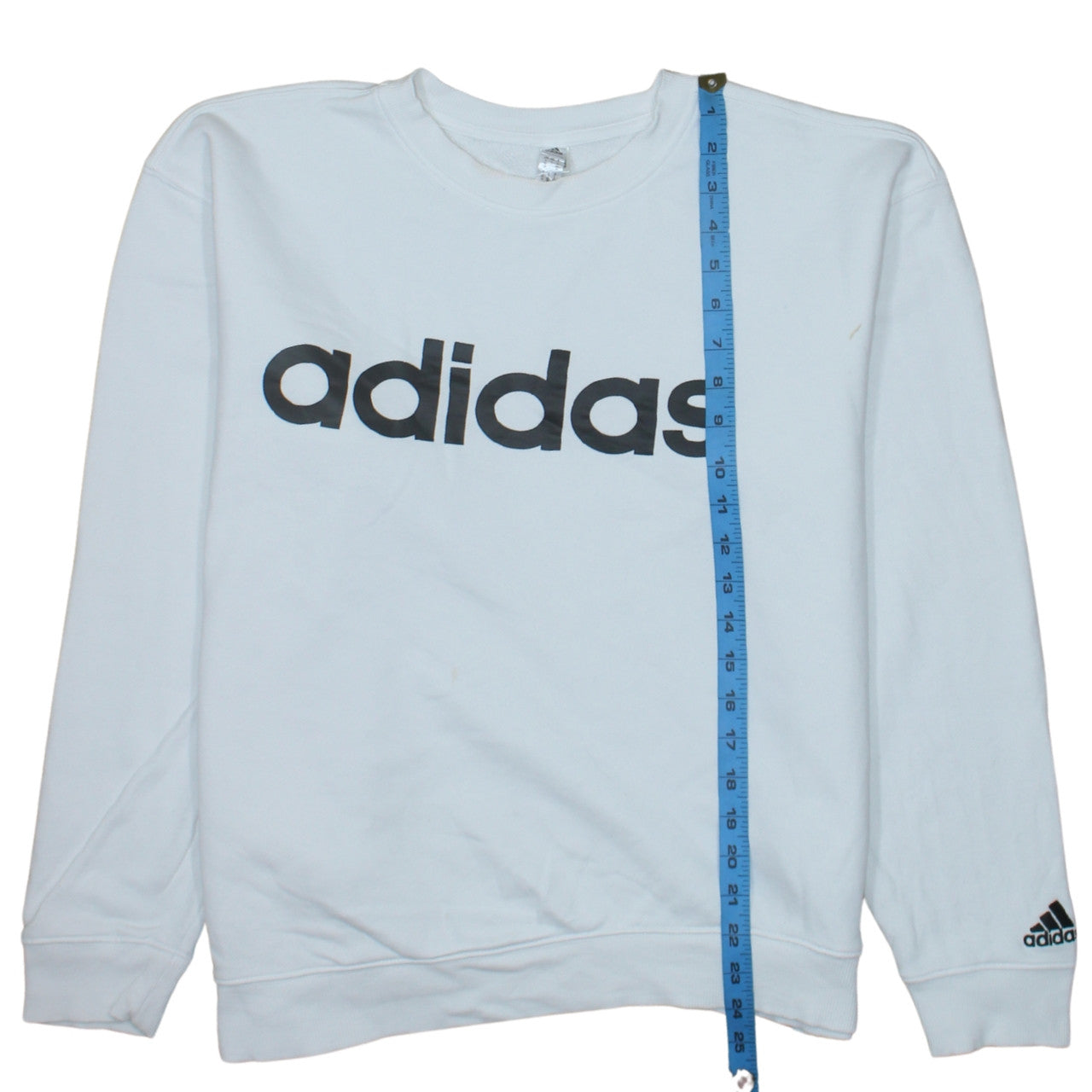 Adidas Women White Logo Crew Neck Pullover Sweatshirt Size L